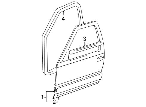 2005 Buick Rainier Front Door Belt Weatherstrip Diagram for 25864094