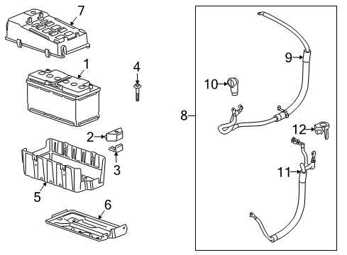 2010 Cadillac SRX Battery Battery Tray Diagram for 20765834
