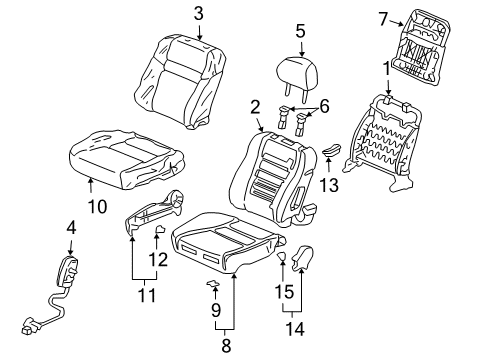 2004 Honda Accord Front Seat Components Pad, L. FR. Seat Cushion Diagram for 81537-SDC-A21