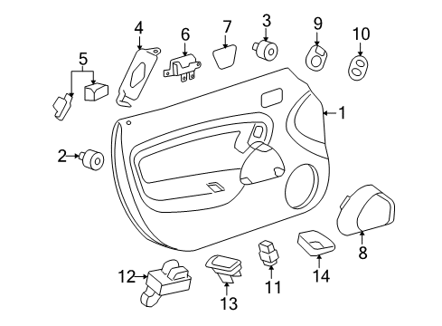 2006 Pontiac Solstice Door & Components Front Side Door Window Regulator Assembly Diagram for 20897017