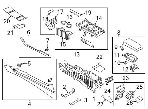 2017 Lincoln MKZ Console Lower Molding Diagram for DP5Z-54044C72-AC