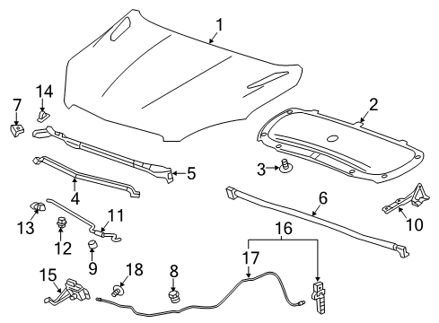 2016 Buick Encore Hood & Components Rear Weatherstrip Diagram for 95353324