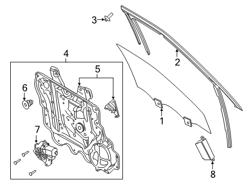 2020 Ford Explorer Front Door Run Channel Diagram for LB5Z-7821596-C