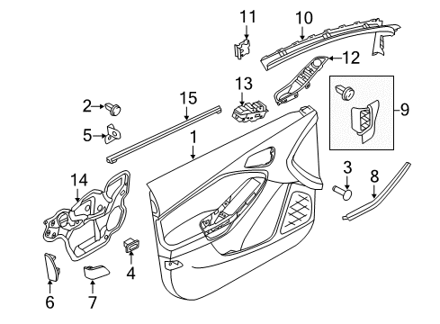 2018 Ford Focus Interior Trim - Front Door Door Trim Panel Diagram for G1EZ-5823942-CA