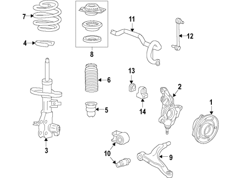 2020 Cadillac XT4 Front Suspension Components, Lower Control Arm, Ride Control, Stabilizer Bar Height Sensor Diagram for 84391108