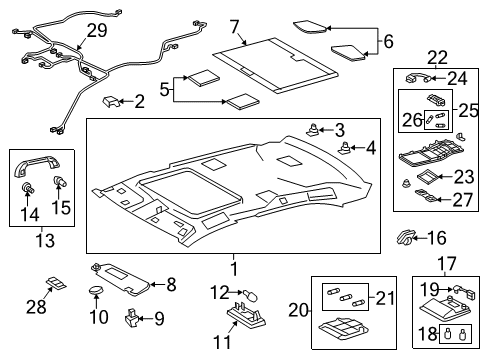 2013 Lexus LS600h Interior Trim - Roof Holder, Visor Diagram for 74348-33040-A4