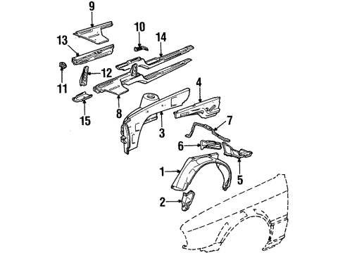 1991 BMW 325i Inner Components - Fender Cover, Wheel Housing, Front Left Diagram for 51711943829