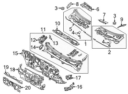 2017 Toyota Yaris iA Cowl Insulator Diagram for 55223-WB001