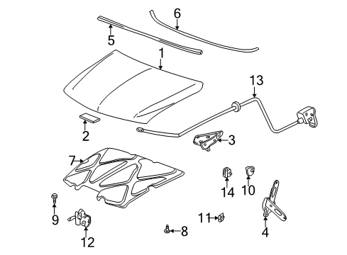 2004 Chevrolet Avalanche 1500 Hood & Components Lock Diagram for 15048022