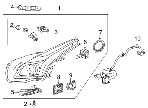 2018 Cadillac CTS Headlamps Lower Bracket Diagram for 22907454