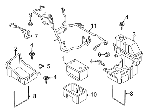 2018 Ford F-350 Super Duty Battery Battery Tray Diagram for HC3Z-10732-A