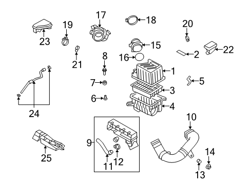 2009 Hyundai Santa Fe Powertrain Control Duct "B"-Air Diagram for 28212-2B100