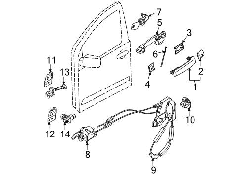 2008 Nissan Pathfinder Front Door - Lock & Hardware Front Door Outside Handle Assembly, Right Diagram for 806B0-ZS01B
