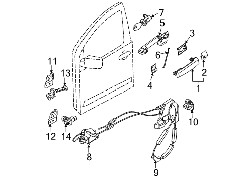 2008 Nissan Pathfinder Front Door - Lock & Hardware Front Outside Door Handle Assembly, Left Diagram for 806B1-ZS00B