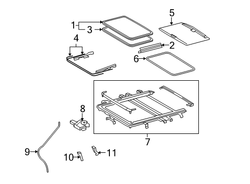 2012 Toyota Highlander Sunroof Sunshade Diagram for 63306-0R010-E0