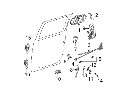 2003 Dodge Dakota Rear Door - Lock & Hardware Handle-Exterior Door Diagram for 55362892AC