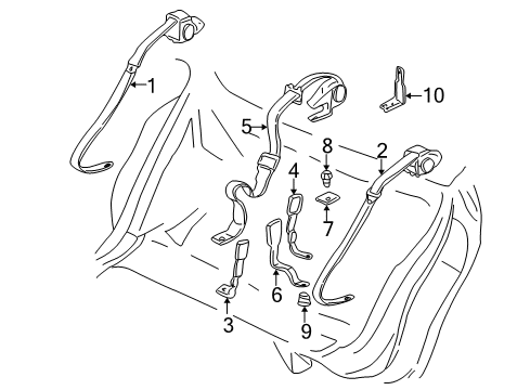 2002 Buick LeSabre Seat Belt Passenger Seat Belt Kit (Buckle Side) *V/D Gray *Gray Diagram for 88956116