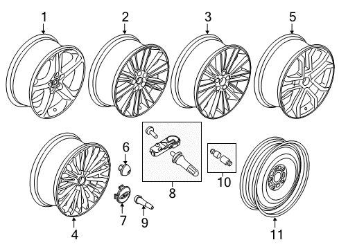 2018 Ford Fusion Wheels & Trim Wheel, Alloy Diagram for JS7Z-1007-A