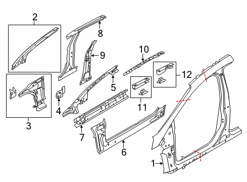 2015 Ford Focus Aperture Panel, Center Pillar, Hinge Pillar, Rocker Hinge Pillar Reinforcement Diagram for CM9Z-58025A00-B