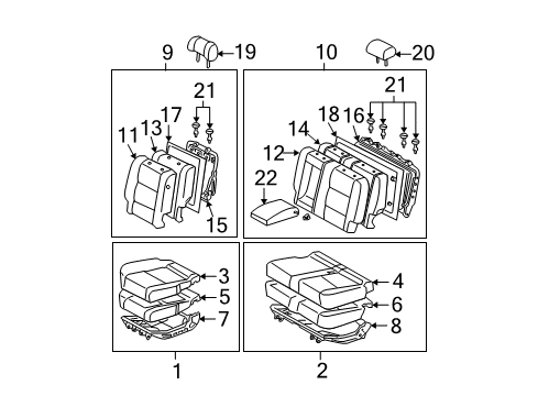 2004 Toyota Tundra Rear Seat Components Seat Frame Diagram for 71016-0C060