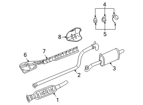 2004 Chrysler PT Cruiser Exhaust Components MUFFLER-Exhaust Diagram for 5085267AF