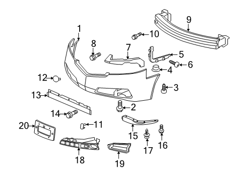 2009 Acura TL Front Bumper Screw, Tapping (5X25) Diagram for 93903-45580