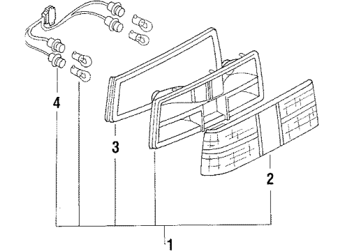 1984 Nissan Stanza Tail Lamps Lens & Rim Assembly Diagram for 26551-D1600