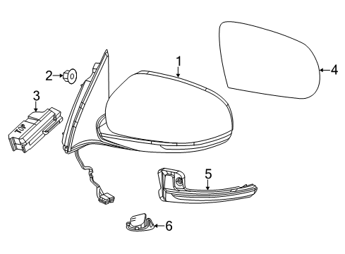 2016 Jeep Cherokee Outside Mirrors Outside Rear View Mirror Diagram for 1VF53TZZAD