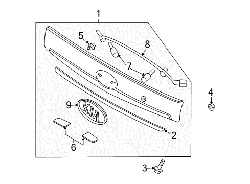 2006 Kia Sedona Bulbs Lamp Assembly-License Diagram for 925014D010