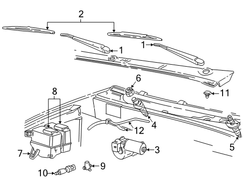 2001 Ford Explorer Sport Trac Wiper & Washer Components Arm & Pivot Assembly Diagram for F77Z-17567-BA