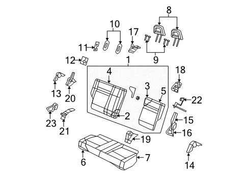 2008 Dodge Caliber Rear Seat Components Bezel-Seat Latch Diagram for 1EP161DAAA