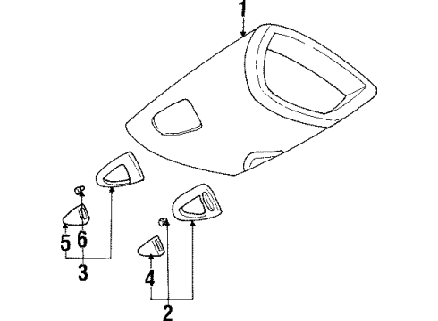 1998 Oldsmobile Achieva Overhead Console Lamp Asm, Stowage Compartment Map (RH) *Graphite Diagram for 12521042