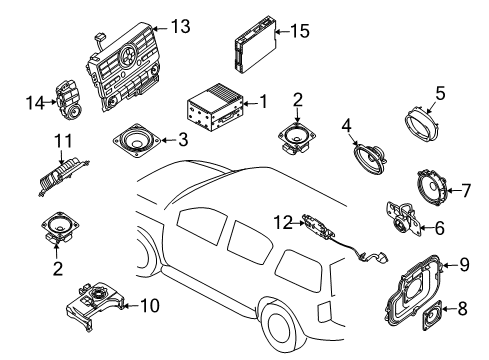 2010 Nissan Armada A/C & Heater Control Units Speaker Unit Diagram for 28138-EA50A