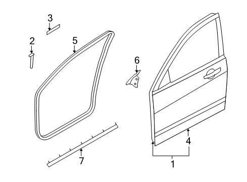 2011 Ford Focus Front Door Door Shell Diagram for 8S4Z-5420124-A