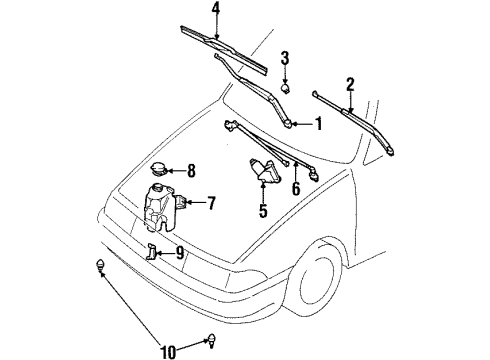 1997 Mercury Tracer Windshield - Wiper & Washer Components Wiper Arm Diagram for F4CZ-17526-B