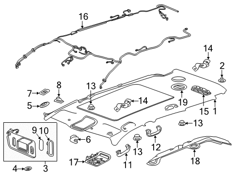 2020 GMC Acadia Interior Trim - Roof Reading Lamp Assembly Diagram for 23421324