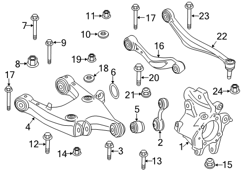 2015 BMW 528i Rear Suspension Components, Lower Control Arm, Upper Control Arm, Stabilizer Bar Self-Locking Hex Nut Diagram for 07119906287