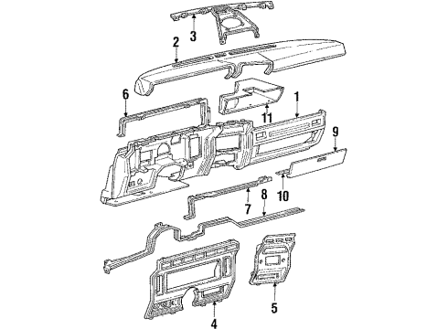 1986 Ford F-150 Instrument Panel Cylinder & Keys Diagram for D8BZ7406081A