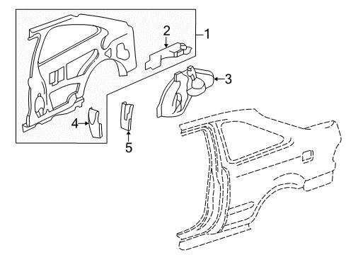 2000 Honda Civic Inner Structure - Quarter Panel Plate, L. Anchor Support Strut Diagram for 64715-S04-000ZZ