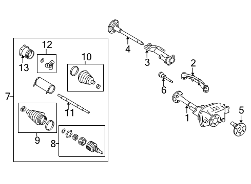 2009 Cadillac Escalade Carrier & Front Axles Rear Axle Assembly (4.10 Ratio) Diagram for 19299848