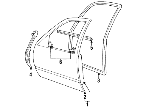 1996 Cadillac DeVille Front Door Weatherstrip Asm-Front Side Door Front Auxiliary Diagram for 25672992