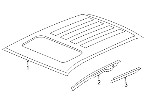 2014 Honda Ridgeline Roof & Components Rail, R. RR. Roof Side Diagram for 64212-SJC-A00ZZ