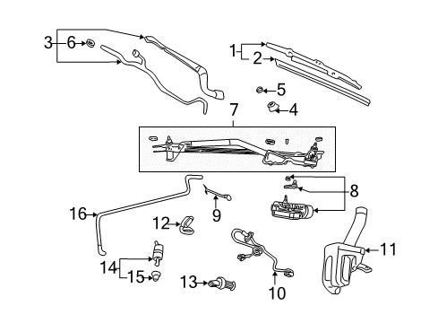 2004 Cadillac DeVille Wiper & Washer Components Module Asm-Windshield Wiper System Diagram for 25764609
