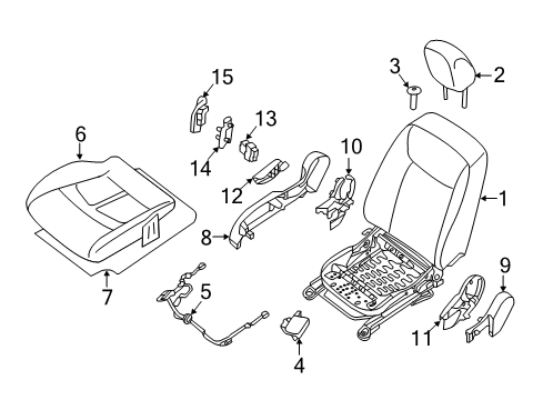 2014 Nissan Leaf Passenger Seat Components Heater Unit-Front Seat Cushion Diagram for 87335-3NF5A
