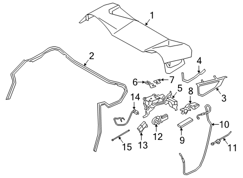 2020 BMW i8 Folding Top Lid Cable Strap, External Toothing Diagram for 61136915978