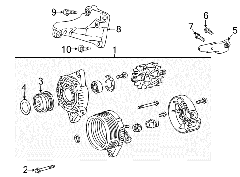 2020 Toyota C-HR Alternator Alternator Bracket Diagram for 12512-0T040