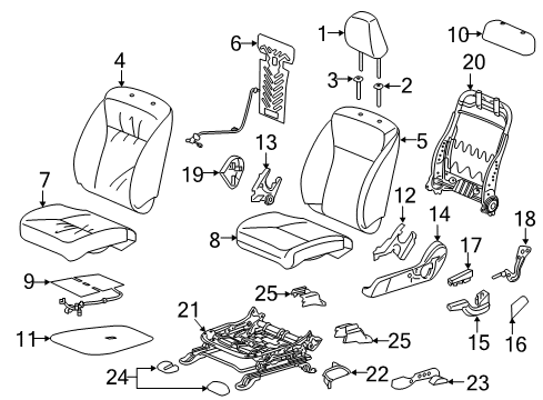 2022 Honda HR-V Driver Seat Components Pad, Left Front Seat Cushion Diagram for 81537-T7W-A41
