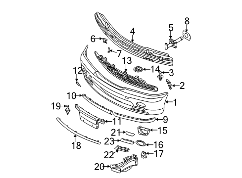 1999 BMW 323i Front Bumper Protective Rubber Strip, Left Front Bumper Diagram for 51118195289