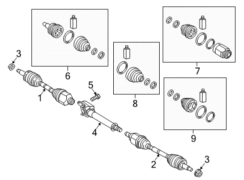 2018 Kia Sorento Drive Axles - Front Bearing Bracket & Shaft Assembly Diagram for 49560-C5400