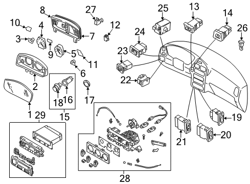 1996 Nissan Pathfinder A/C & Heater Control Units Switch-Fan Diagram for 27660-70E00